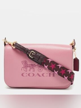 Coach Pink Leather Crossbody with Star-Pattern Strap